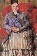 Paul Cezanne, madame cezanne in a red armcbair